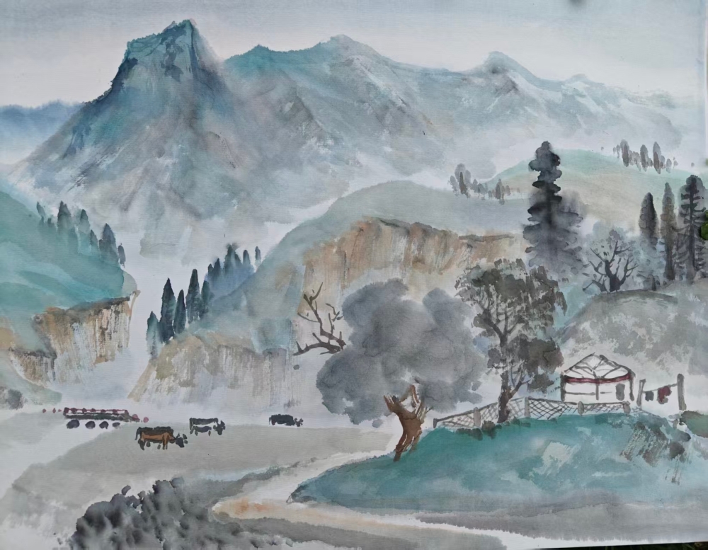 �ڵ��Ե���ѧ�ع������±�߽�ɽˮ���Ŀ������д